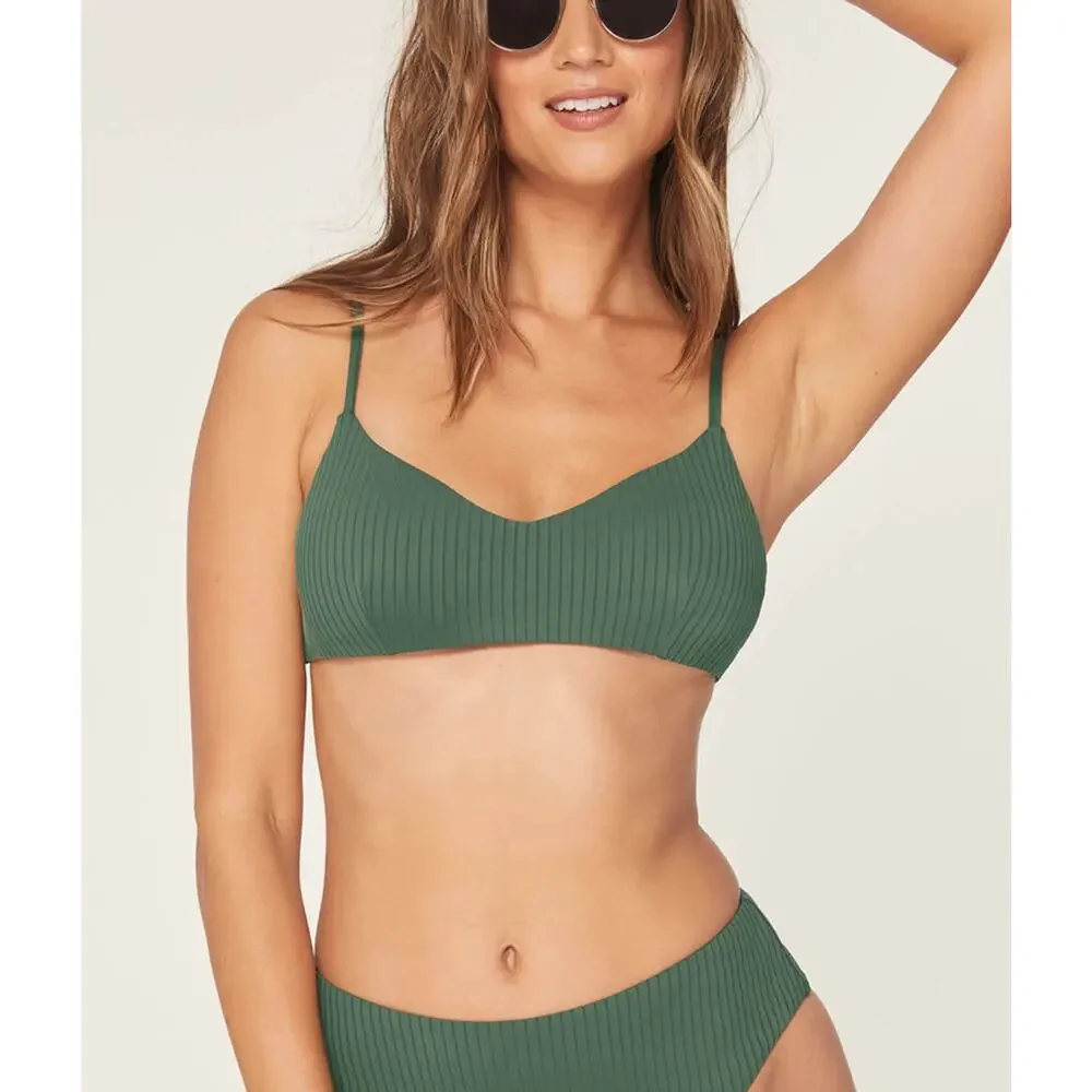 Andie Swim The Molokai Bikini Top in Evergreen XXXL NWT